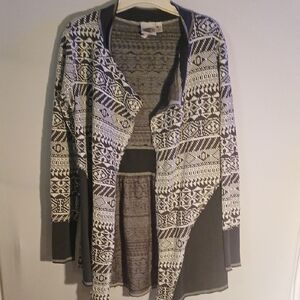 Rods Medium Chic Black and White Patterned Western Wear Cardigan B16
